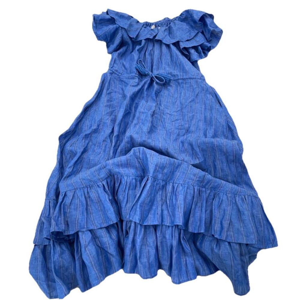 Mille Resort linen midi Blue‎ Dress Womens Small H93